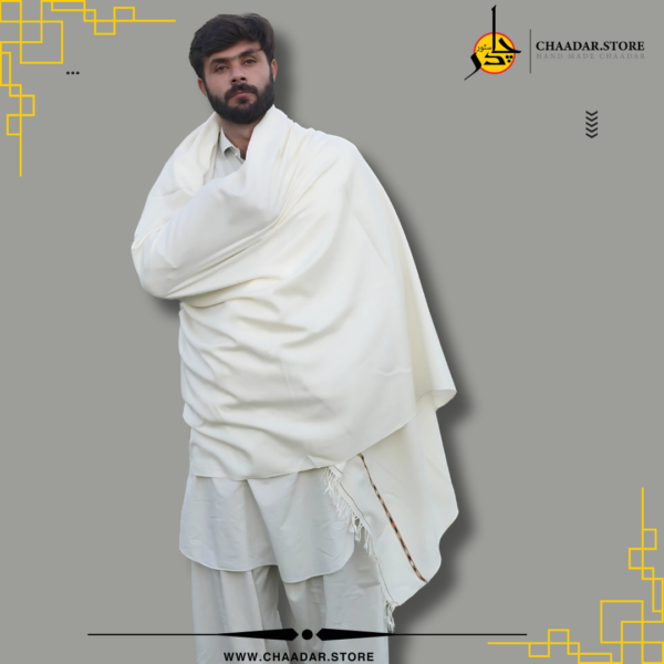 Pure Woolen Shawl for Men | Handmade | White Color