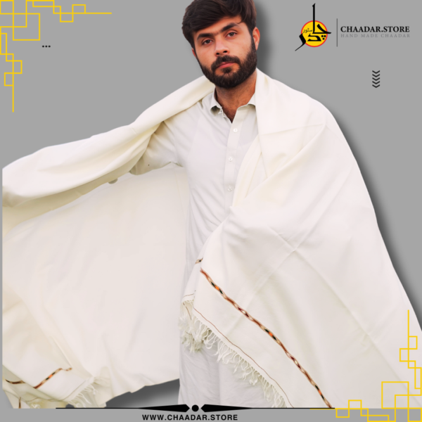 Pure Woolen Shawl for Men | Handmade | White Color