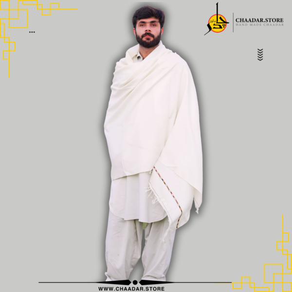 Pure Woolen Shawl for Men | Handmade | White Color