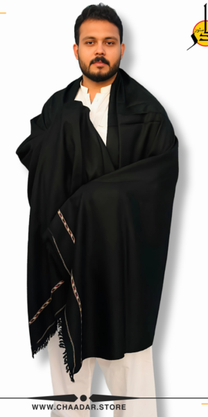 Premium Quality Pure Black Wool Shawl for Men's | Handmade